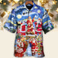 Festive Christmas Santa Snow Hawaiian Shirt Collar And Front View For Casual Outings