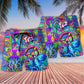 Hippie Octopus Colorful Tie Dye Beach Shorts Artwork Detail For Tropical Travel And Everyday Wear