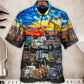 Classic Truck Monster Sunset Hawaiian Shirt Summer Design Detail For Warm Weather Events