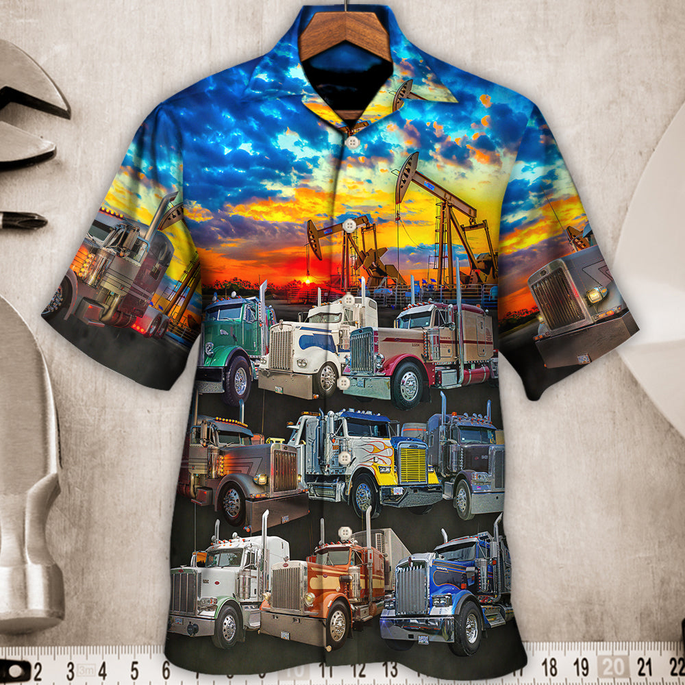 Classic Truck Monster Sunset Hawaiian Shirt Summer Design Detail For Warm Weather Events