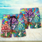 Colorful Hippie Mushroom Happy Life Beach Shorts For Warm Weather Travel And Everyday Comfort