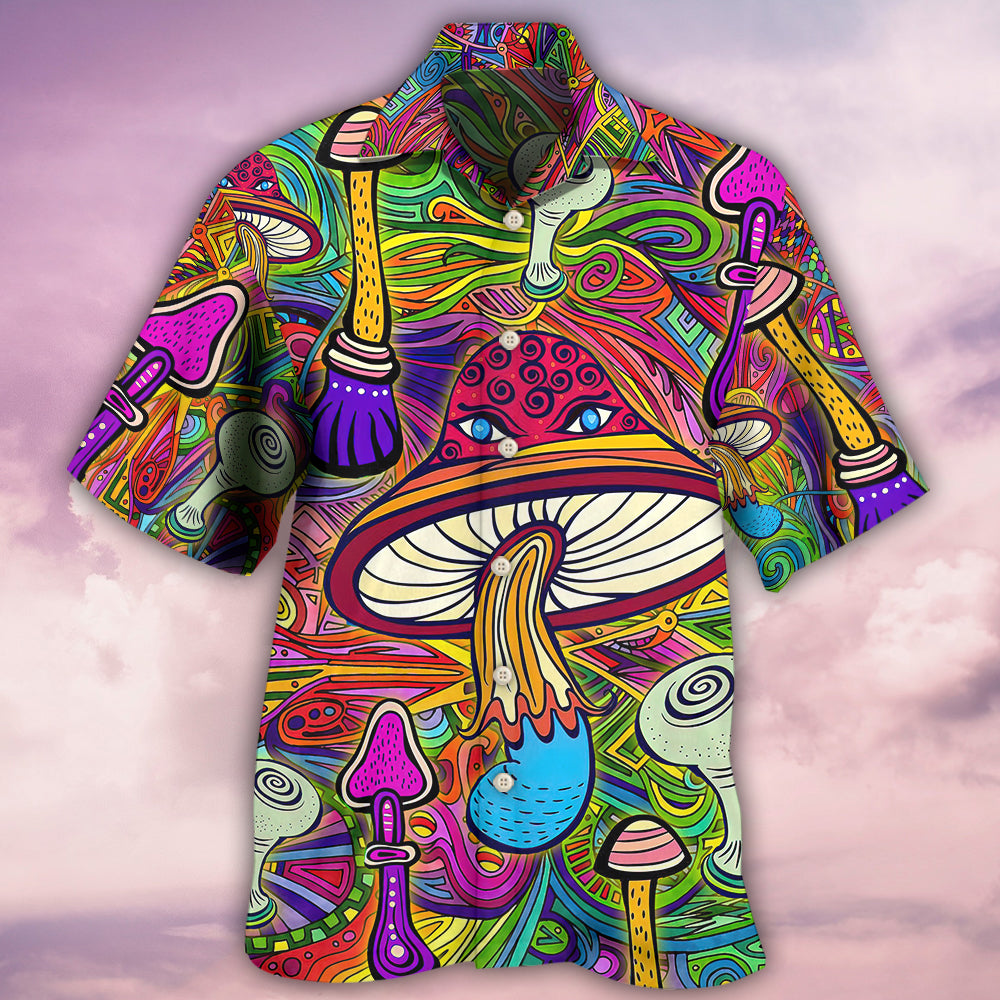 Bohemian Mushroom Hypnotizing Hawaiian Shirt Design Detail For Sunny Adventures And Casual Wear