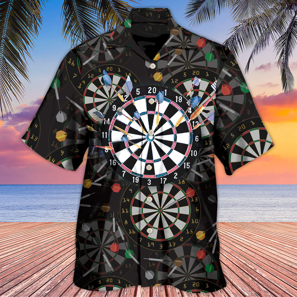 Funny Dart Adventure Graphic Hawaiian Shirt Front Pattern View For Warm Weather Events