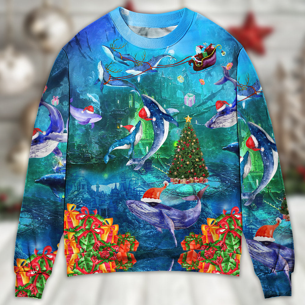 Christmas Whales Under The Sea Sweater For Festive Parties Family Photos And Comfortable Seasonal Wear