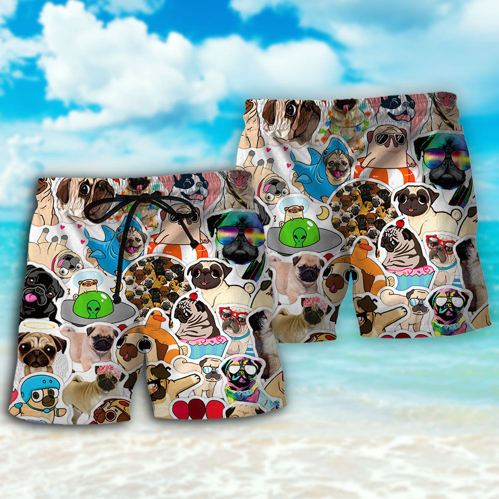 Pug Beach Shorts Pattern Detail For Relaxed Weekends And Relaxed Casual Wear