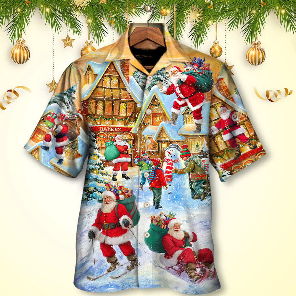 Christmas Santa Town Hawaiian Shirt Pattern Detail For Thoughtful Gifting