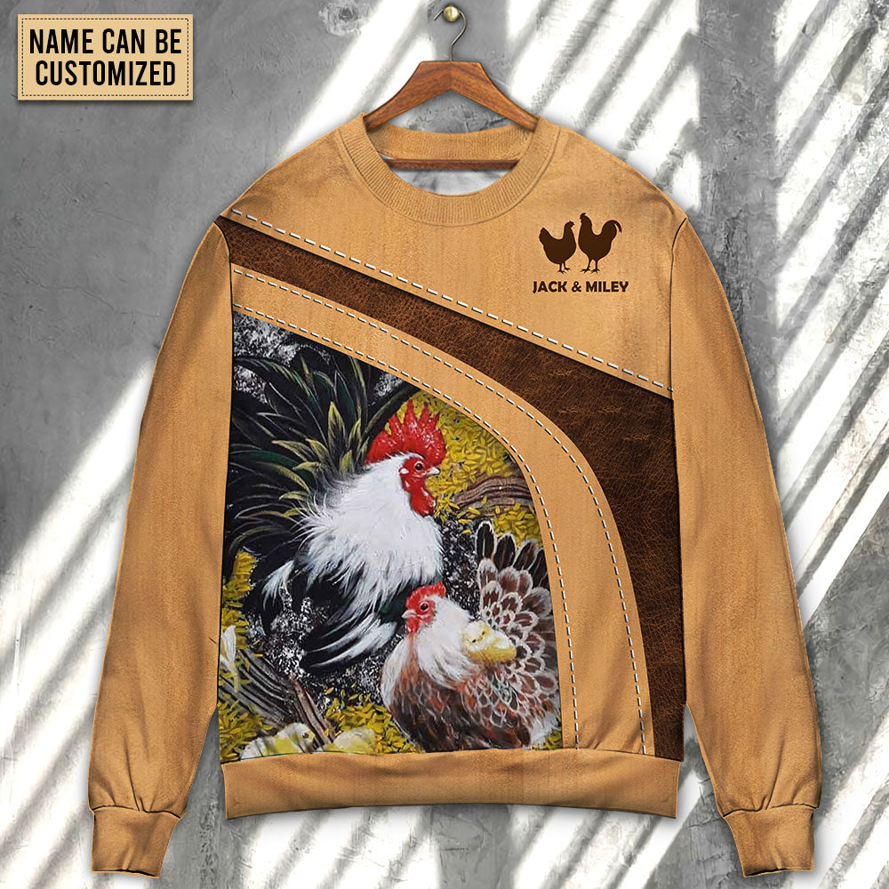 Old Rooster And Cute Chick Farm Sweater For Casual Wear Travel Parties And Comfortable Seasonal Style