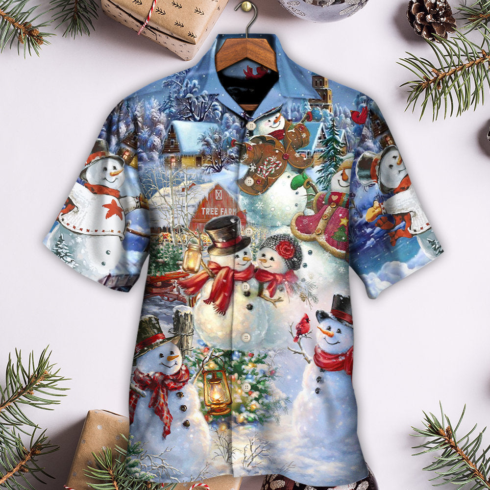 Christmas Snowman Hawaiian Shirt Summer Design Detail For Coastal Travel