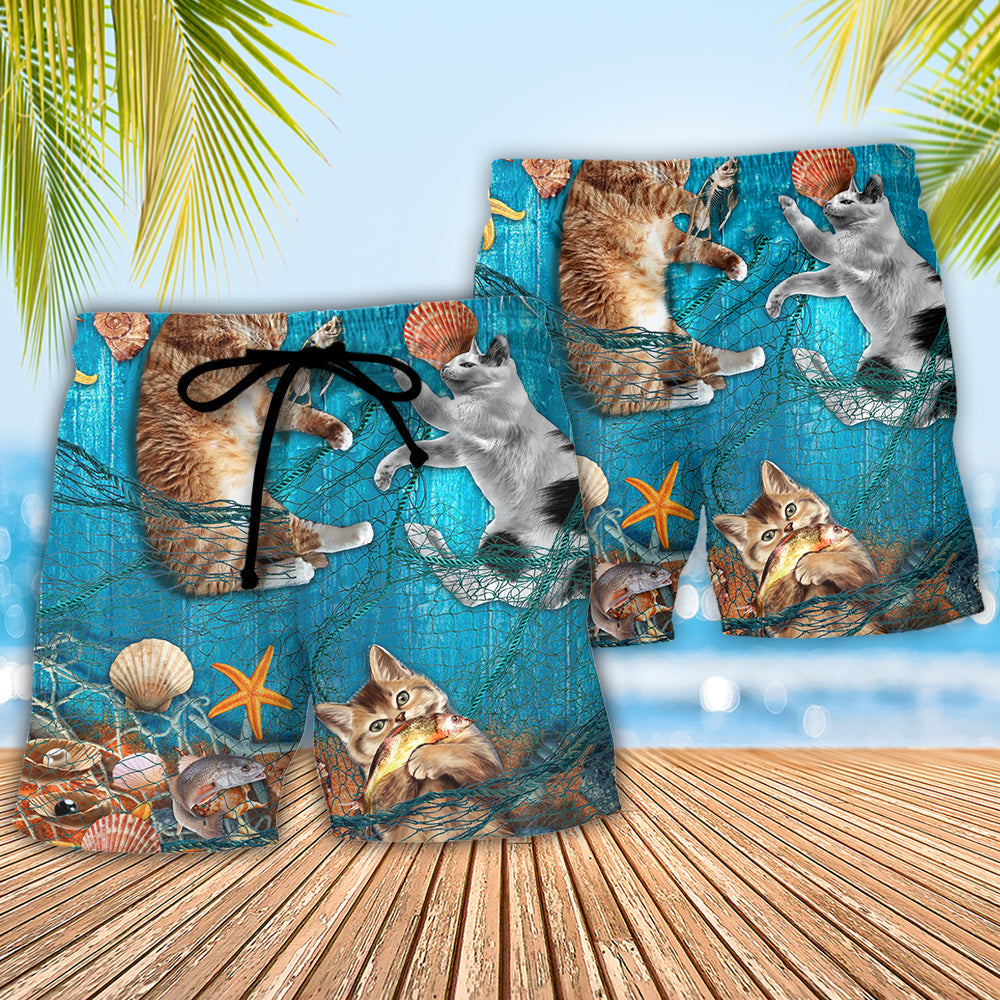 Cat Lazy Day On The Beach Shorts For Sunny Getaways And Gifting