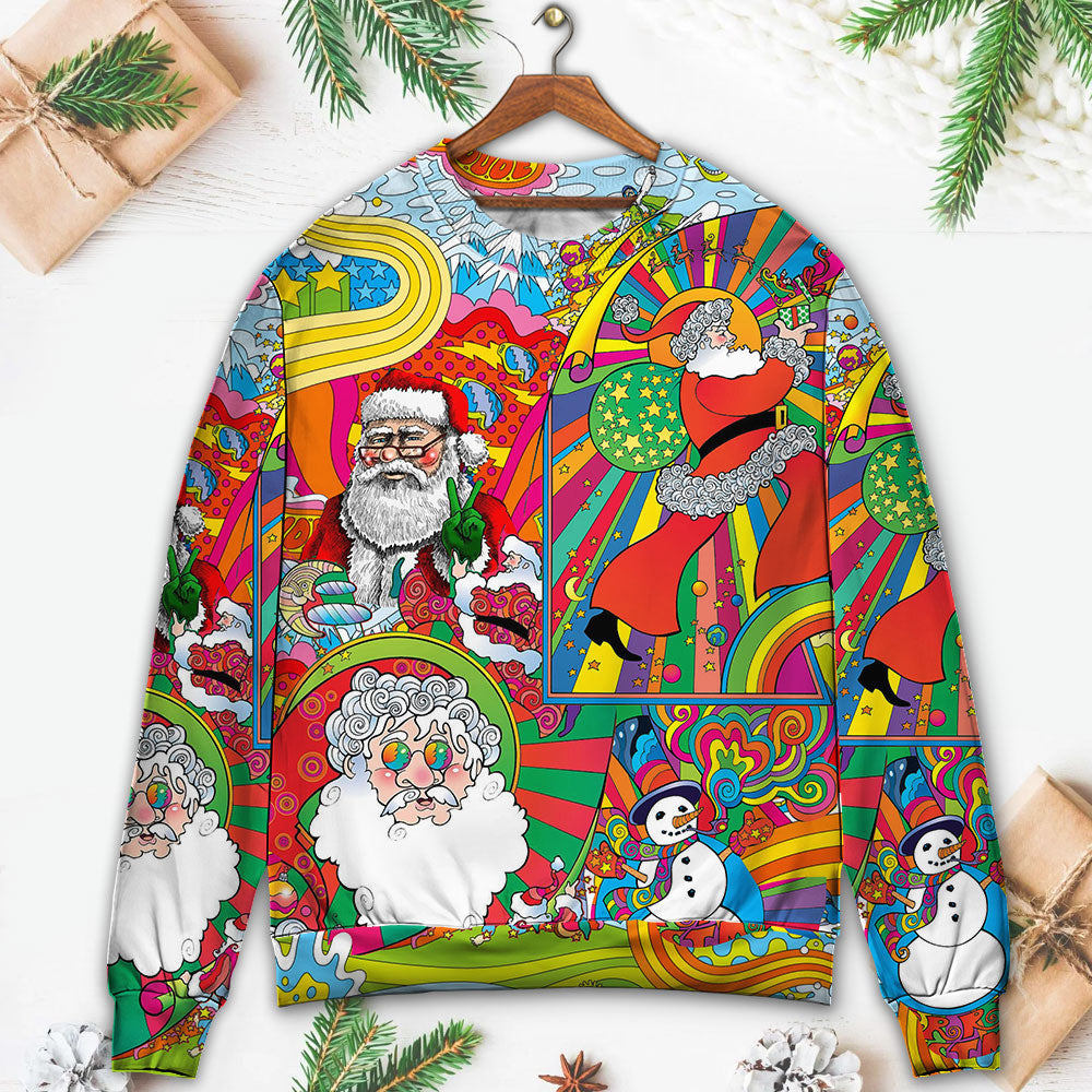 Hippie Santa Merry Xmas Sweater For Seasonal Parties Cozy Gatherings And Thoughtful Holiday Gifts