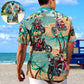 Summer Christmas July Driving Santa Beach Hawaiian Shirt For Winter Celebrations, Beach Travel, And Relaxed Holiday Wear