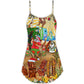Christmas Tiki Island Holiday Vibes V-Neck Sleeveless Cami Dress For Festive Events And Casual Summer Styling