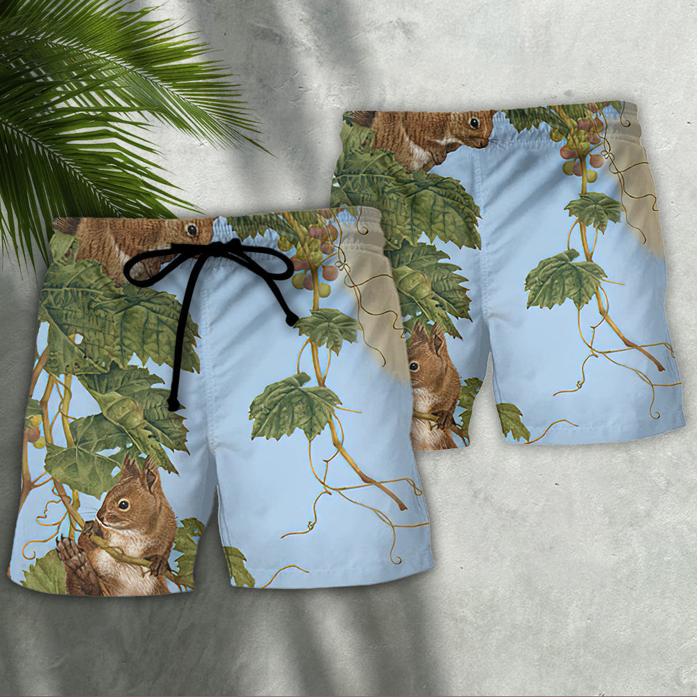 Squirrel Tree Climbing Adventure Beach Shorts For Beach Days And Outdoor Activities