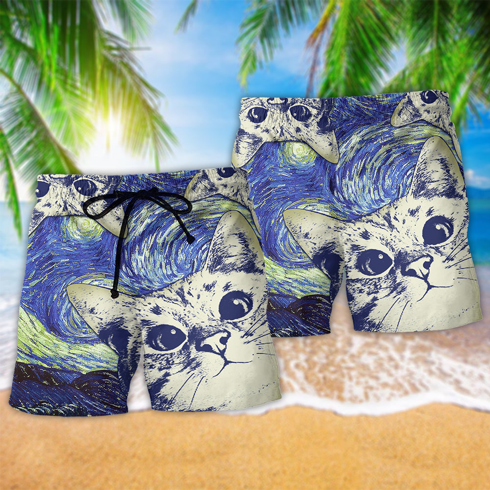Cat Blue Beach Shorts Design Detail For Coastal Escapes And Daily Wear