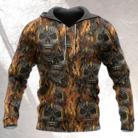 Skull Fire Impact Hoodie For Bold Casual Looks Travel Days And Comfortable Style