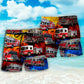 Fire Truck Firefighter Life Tribute Beach Shorts Pattern View For Vacation Travel And Outdoor Fun