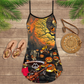 Halloween Skull Darkness Night V-Neck Sleeveless Cami Dress For Gothic Events And Relaxed Casual Wear