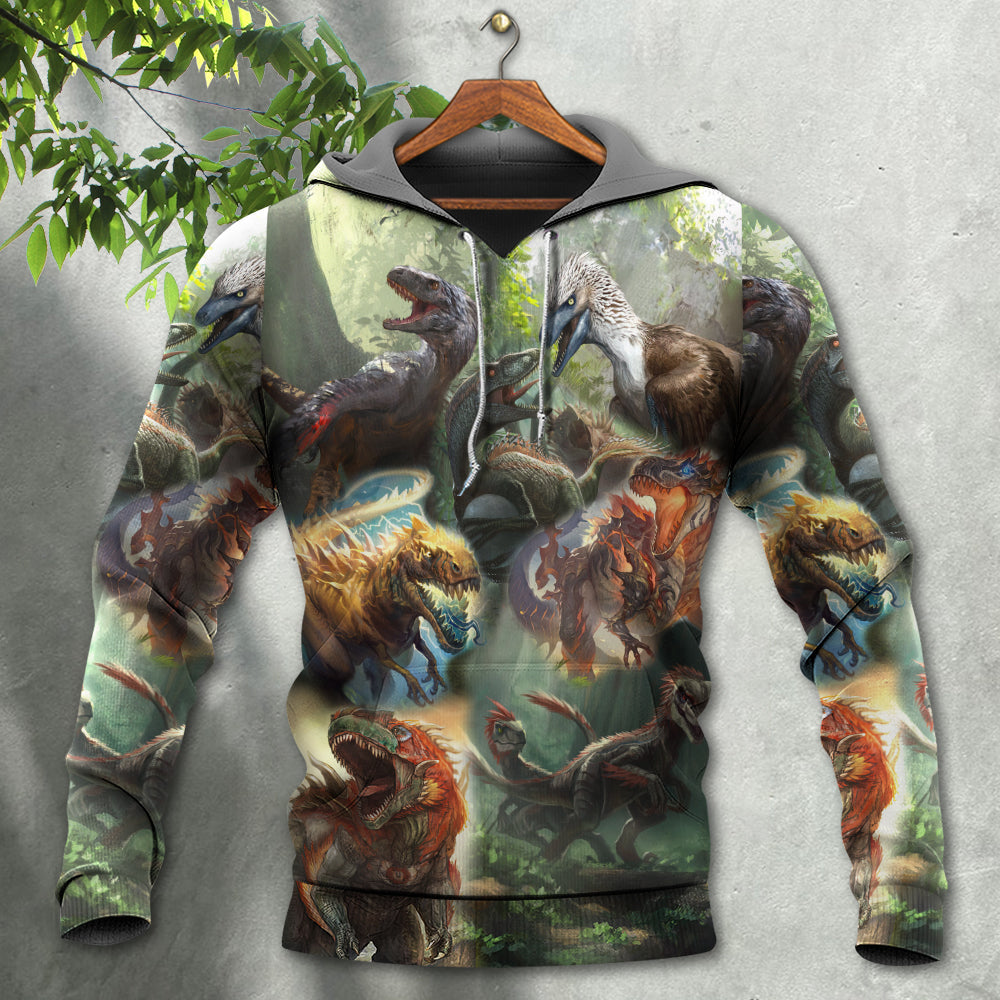 Dinosaur Roaring Jungle Adventure Hoodie For Mythical Themes Daily Outfits And Gift Ideas