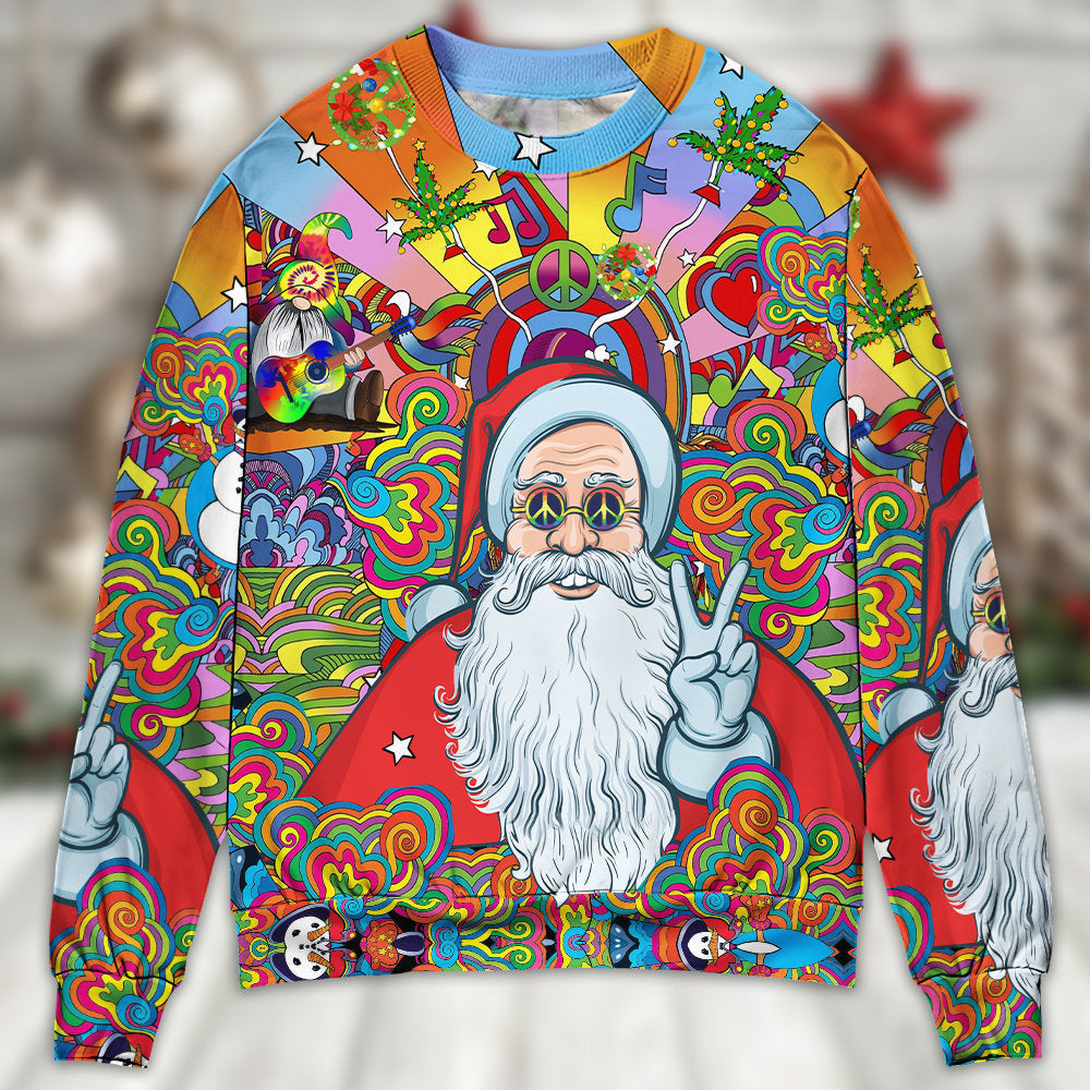 Hippie Santa Colorful Sweater For Holiday Parties Family Gatherings And Seasonal Gift Giving