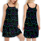 Cat Cute Neon V-Neck Sleeveless Cami Dress For Festivals And Relaxed Daily Fashion
