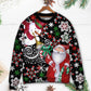Christmas Snowy Day With Santa And Snowman Sweater For Winter Celebrations Family Events And Thoughtful Gifting