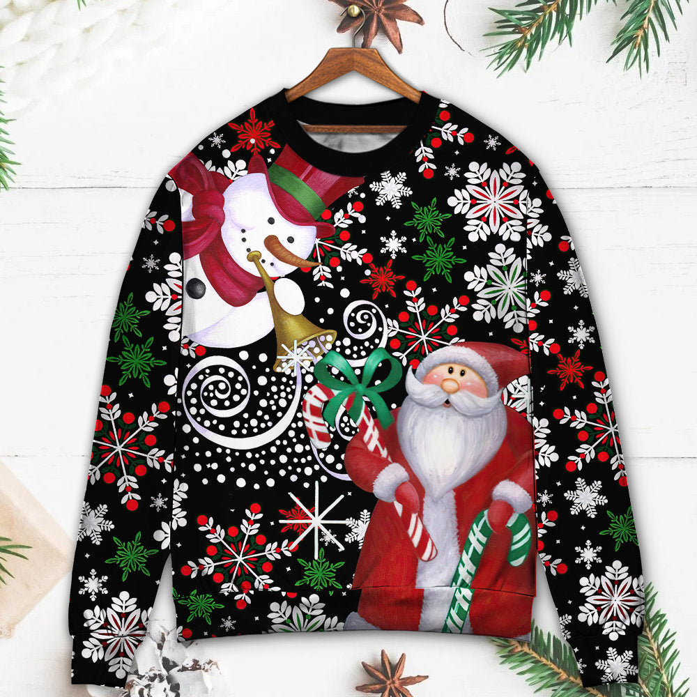 Christmas Snowy Day With Santa And Snowman Sweater For Winter Celebrations Family Events And Thoughtful Gifting