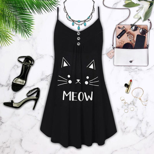 Cats Love Summer Vibes Limited 3 – Women's Summer Sleeveless V-Neck Camisole Dress