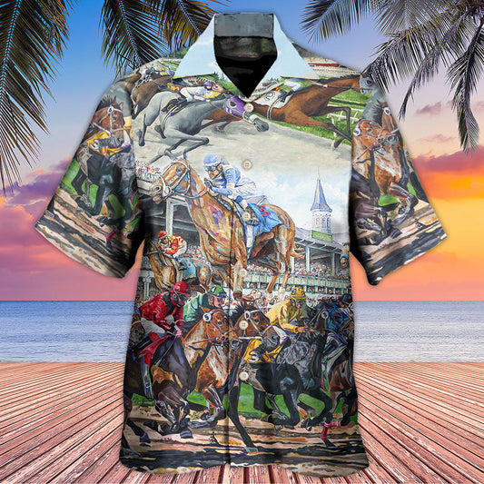 Horse Racing Strong Hawaiian Shirt For Coastal Adventures And Warm Weather Wear