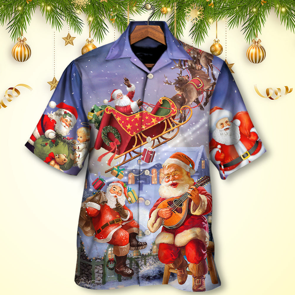 Festive Funny Christmas Hawaiian Shirt For Summer Vacation And Beach Travel