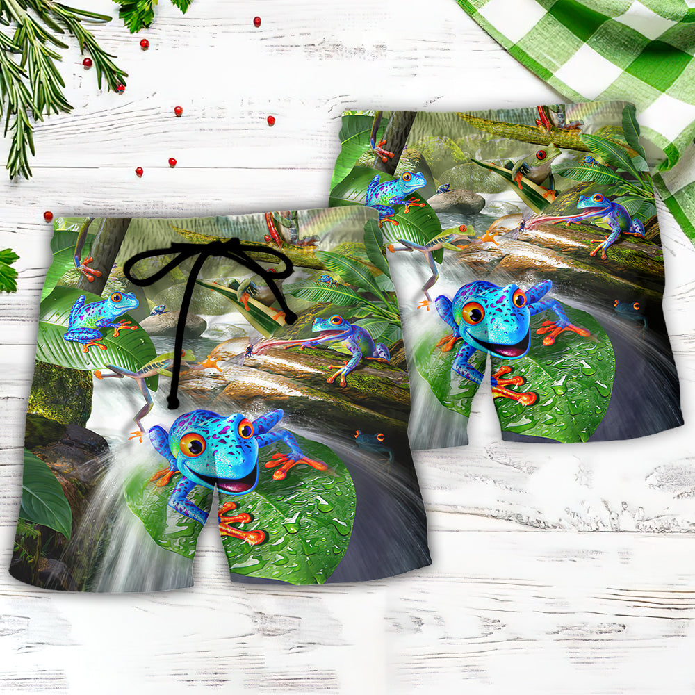 Frog Journey Begins With One Hop Beach Shorts For Animal Lovers And Summer Vacation Style