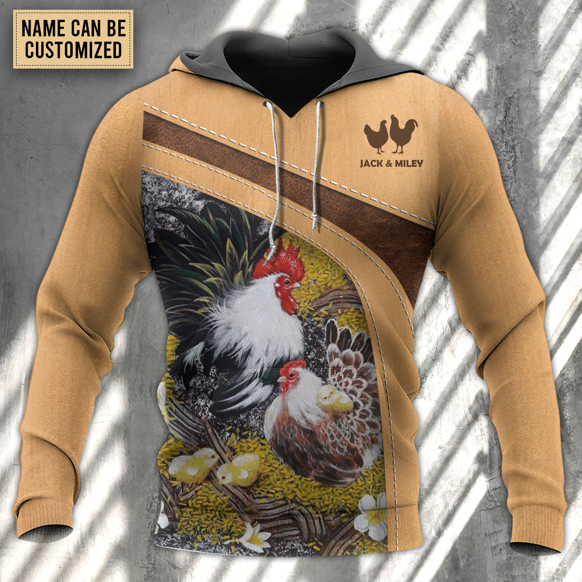 Old Rooster Chick Personalized Hoodie For Rustic Adventures Seasonal Travel And Gift Giving