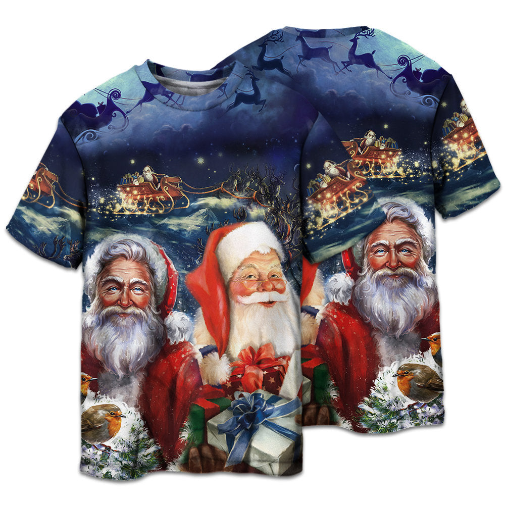 Happy Santa Christmas Short Sleeve Pajamas Set For Holiday Travel And Comfortable Home Wear