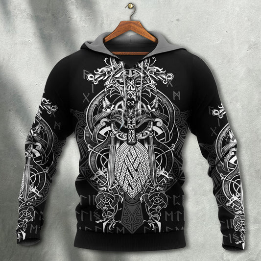 Viking Warrior Blood Pattern Hoodie For Norse Inspired Streetwear Outdoor Travel And Bold Everyday Style