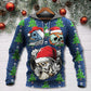 Christmas Skull Santa Hat Snow Hoodie For Christmas Events Holiday Travel And Comfortable Casual Outfits