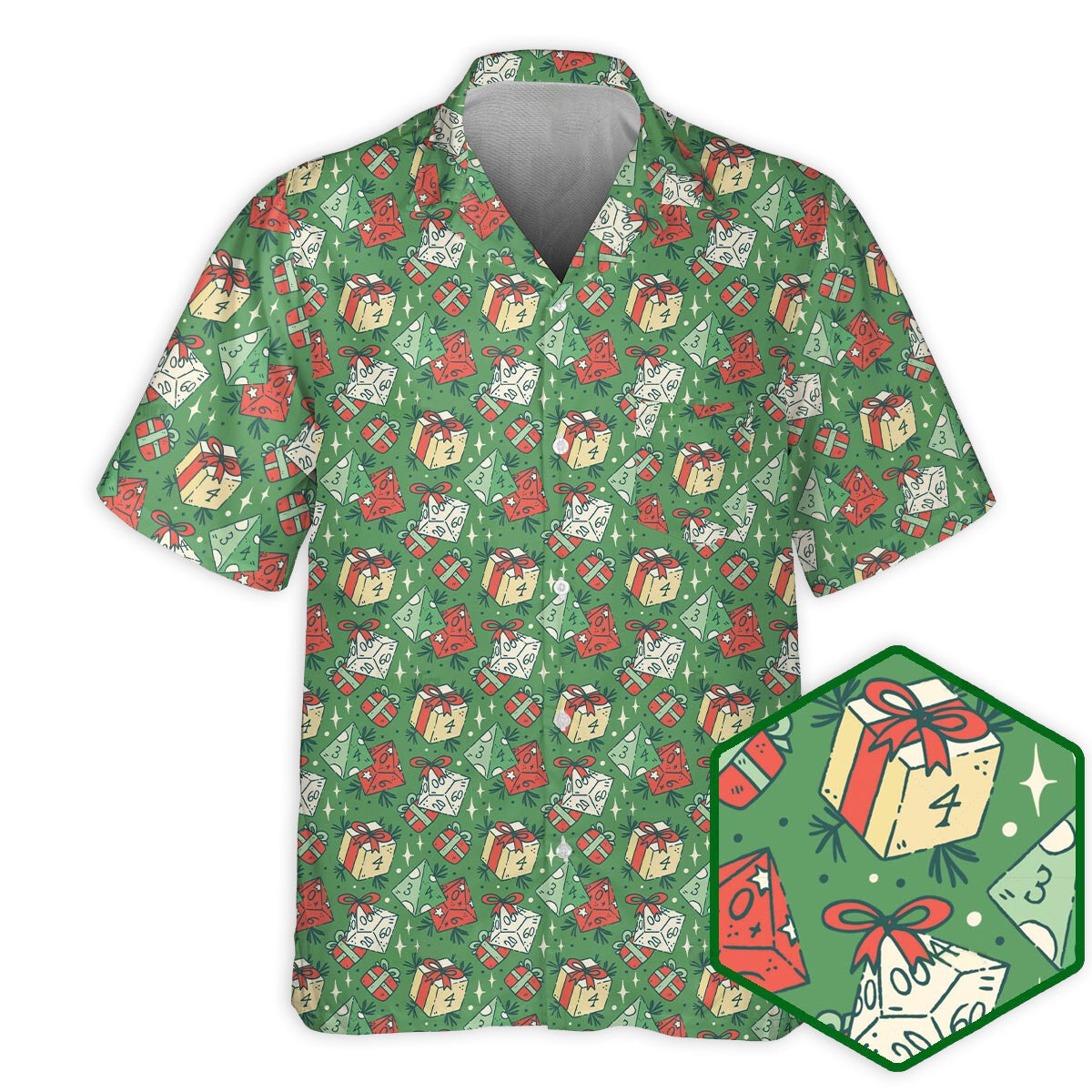 Fantasy Role Dice Hawaiian Shirt Print Closeup For Outdoor Gatherings