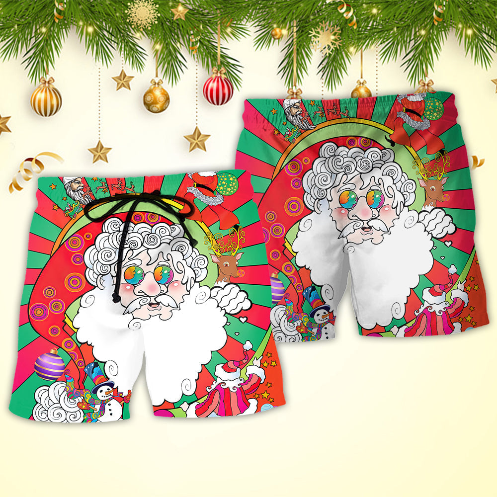 Hippie Santa Fantasy Dream World Beach Shorts Pattern View For Relaxed Vacation Styling