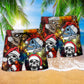 Skull Christmas Happy Beach Shorts Design Detail For Seasonal Resort Style
