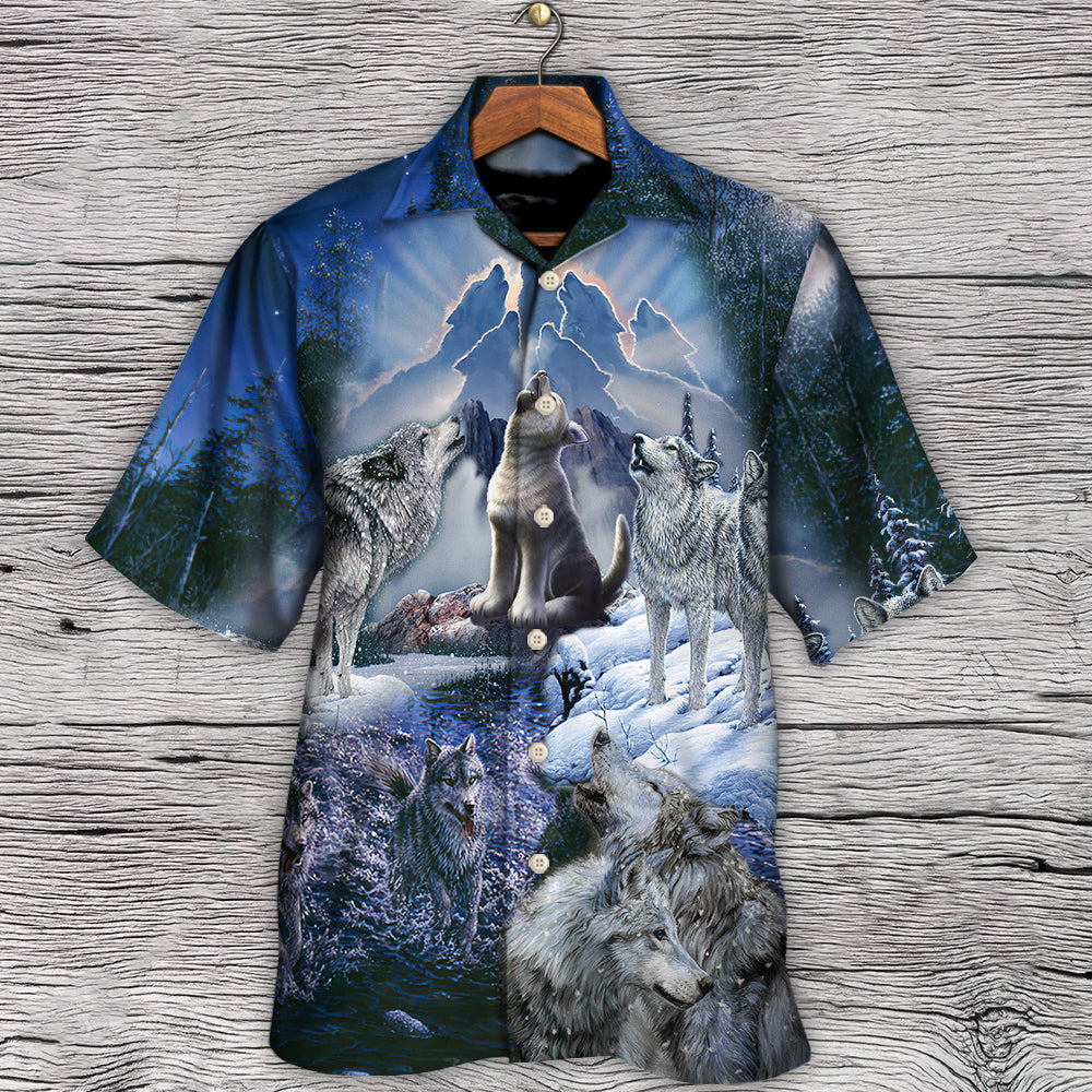 Wolf Not Lonely Alone Hawaiian Shirt Front Pattern View For Warm Weather Events