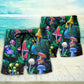 Hippie Mushroom Galaxy Neon Beach Shorts For Tropical Getaways And Weekend Adventures
