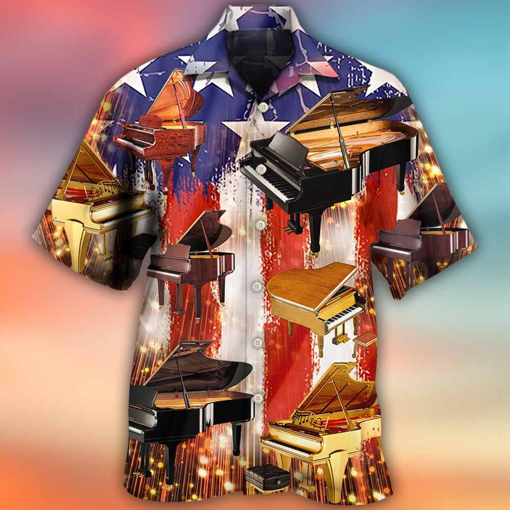 Piano Independence Day Hawaiian Shirt Design Detail For Beach Days And Holiday Travel