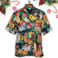 Festive Christmas Dog Santa Hawaiian Shirt Detailed Pattern View For Vacation Style