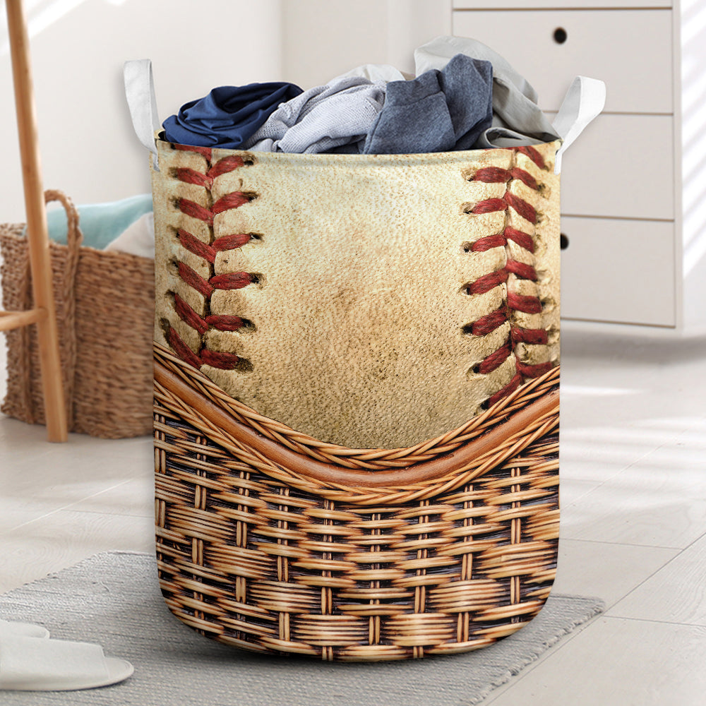 Baseball Rattan Mandala Laundry Basket For Room Home Organizer