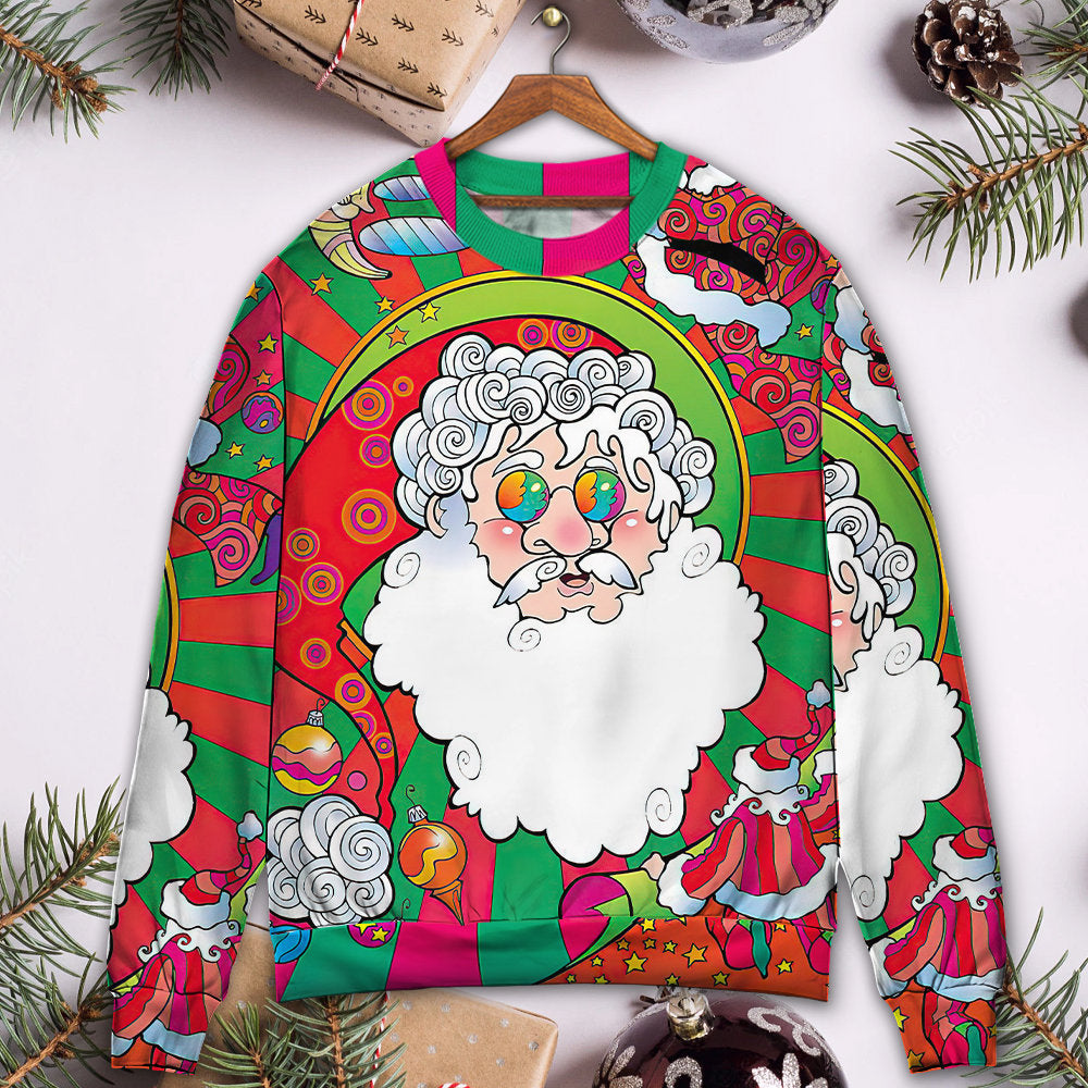 Christmas Colorful Santa Hippie Sweater For Winter Celebrations Family Events And Relaxed Seasonal Styling
