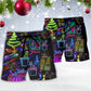 Christmas Wine Neon Party Beach Shorts Graphic Detail For Resort Trips And Casual Outings