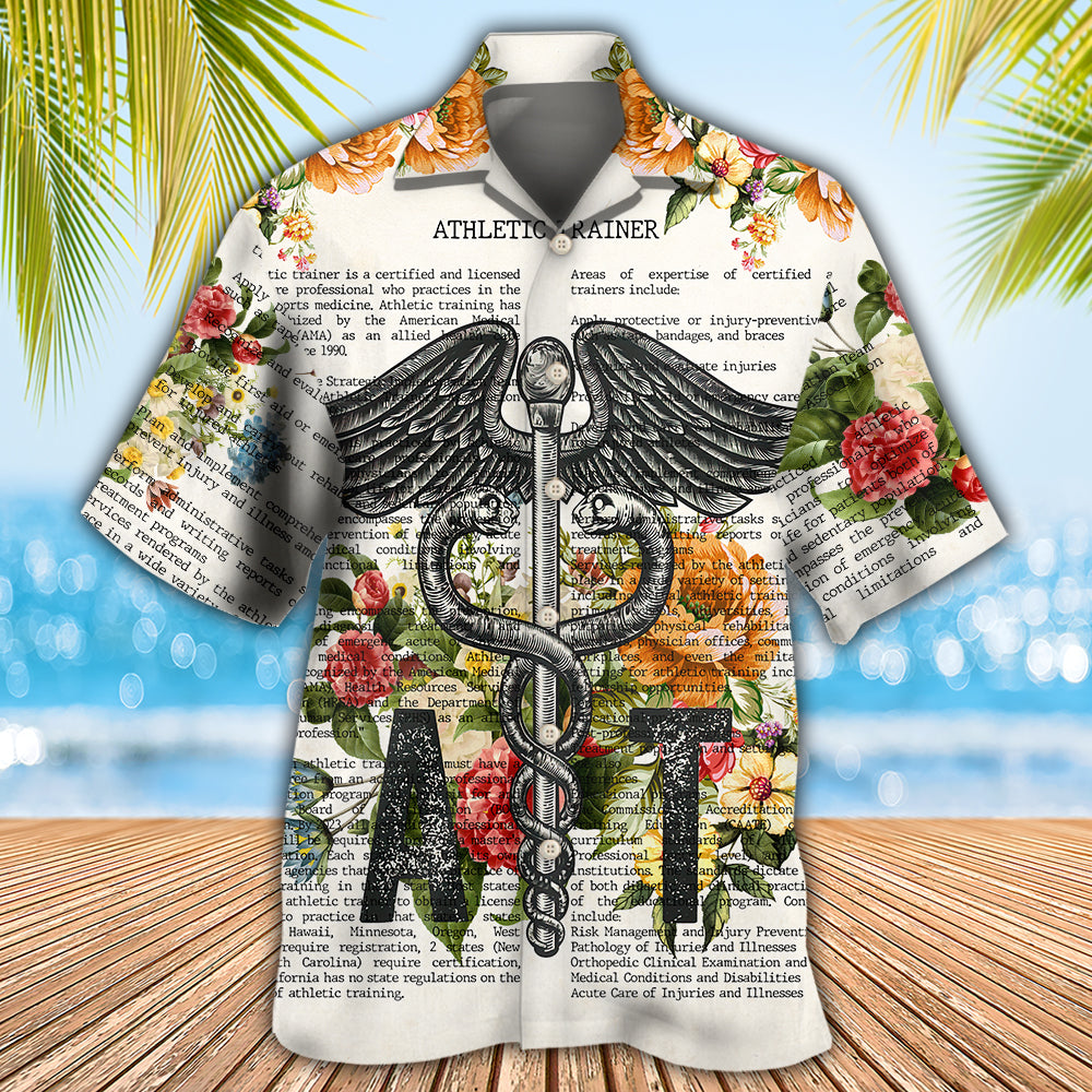 Floral Athletic Trainer Dictionary Hawaiian Shirt For Vacation Days And Relaxed Coastal Outings