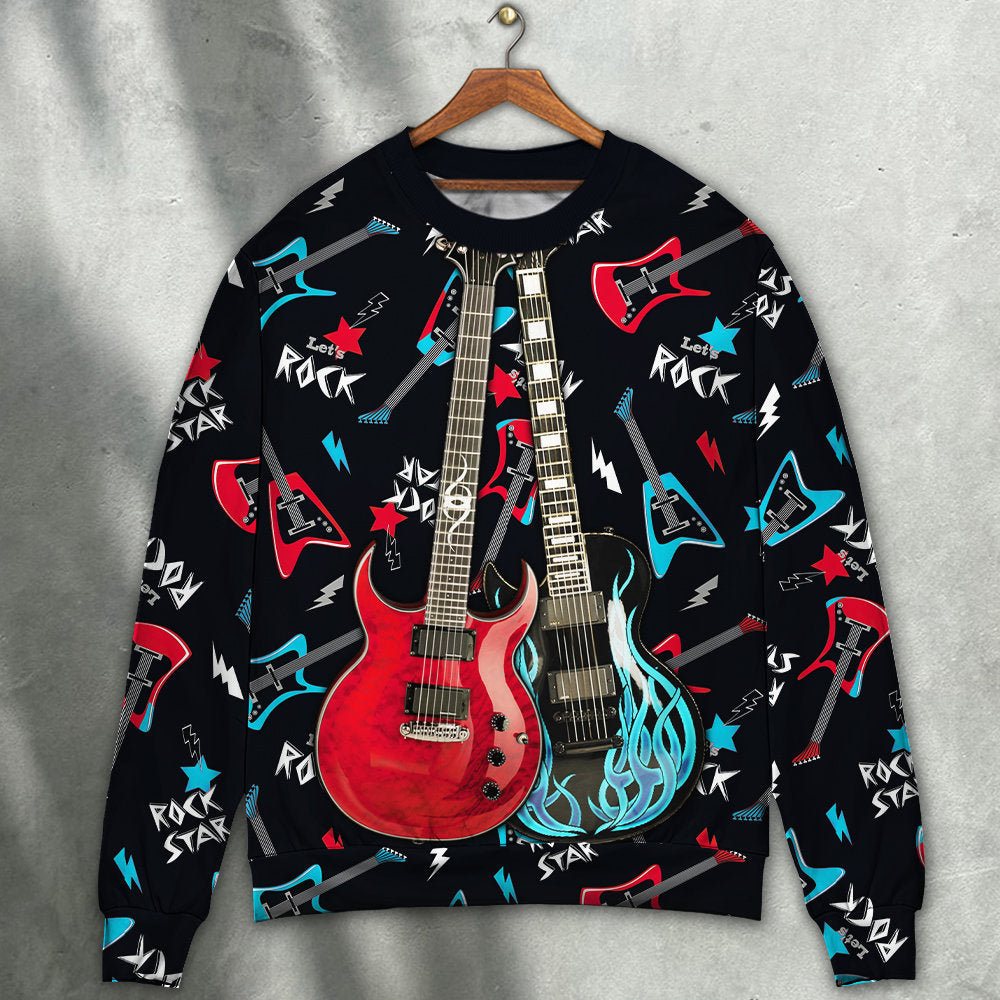 Guitar Music Enthusiast Sweater For Rehearsals Weekend Outings And Expressive Casual Styling