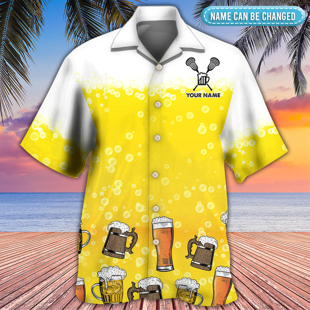 Beer Lacrosse Maybe People Personalized Hawaiian Shirt Artwork Detail For Resort Trips And Outdoor Activities