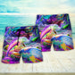 Dolphin Rainbow Jump Fantasy Ocean Beach Shorts Design View For Summer Events And Coastal Getaways