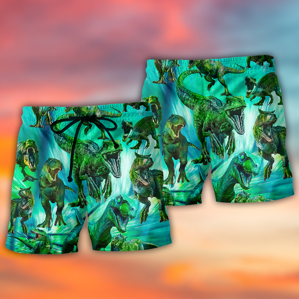 Running Dinosaur Beach Shorts Pattern Detail For Leisure Travel And Everyday Comfort