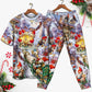Santa And Christmas Gnomes Short Sleeve Pajamas Set For Holiday Bedtime And Cozy Home Wear